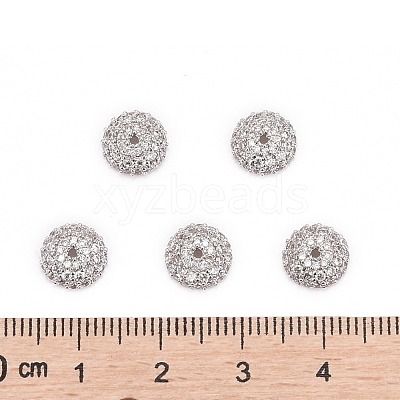 Apetalous Half Round/Dome Brass Micro Pave Cubic Zirconia Bead Caps X-ZIRC-D062-P-1