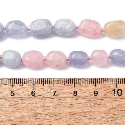Macaron Color Natural Dyed Malaysia Jade Tumble Stone Nuggets Beaded Long Necklaces for Women NJEW-F340-A01-1