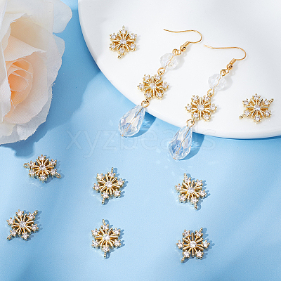 10Pcs Brass Micro Pave Clear Cubic Zirconia Connector Charms ZIRC-BBC0002-86C-1