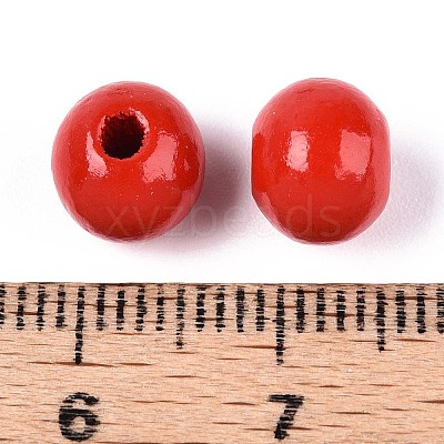 Spray Painted Round Natural Schima Wood Beads WOOD-A018-8mm-07-1