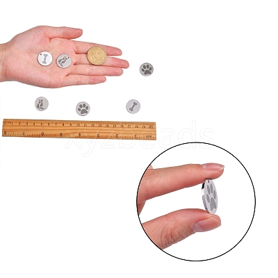 6Pcs 3 Styles 304 Stainless Steel Pet Pendants FIND-SZ0001-007P-1