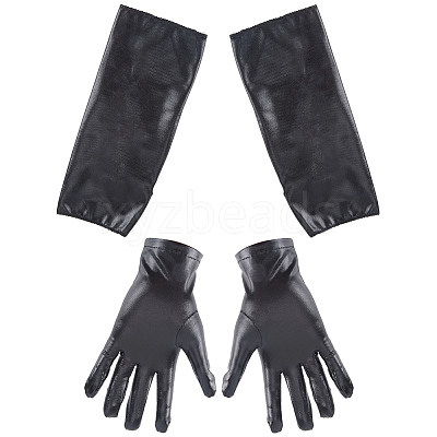 2 Pairs 2 Styles PU Leather Gloves AJEW-CL0003-16B-1