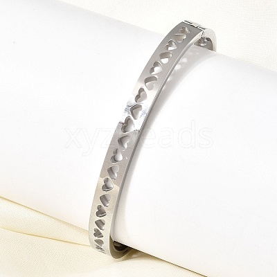 Hollow 304 Stainless Steel Hinged Bangles for Women BJEW-H644-06P-1