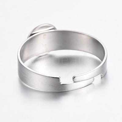 Tarnish Resistant Adjustable 304 Stainless Steel Finger Rings Components STAS-G187-01P-6mm-1