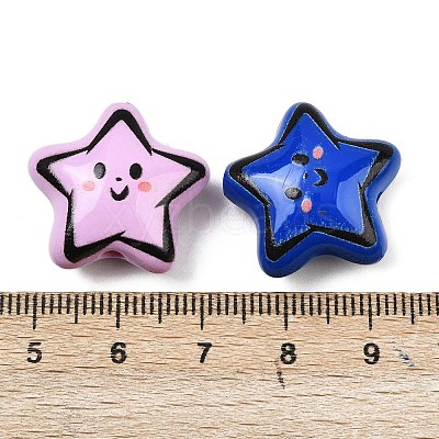 Printed Opaque Acrylic Beads OACR-P035-01A-M-1