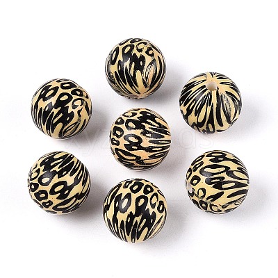 ABS Plastic Leopard Print Round Beads SACR-T017-75A-01-1