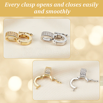 6Pcs 2 Colors Brass Micro Pave Clear Cubic Zirconia Twister Clasps KK-OC0001-47-1