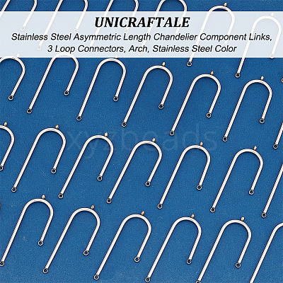 30Pcs 304 Stainless Steel Asymmetric Length Chandelier Component Links STAS-UN0049-34-1