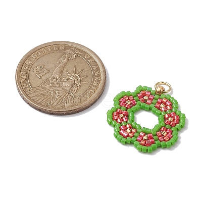 Seed Beads Beaded Charms PALLOY-MZ00205-04-1
