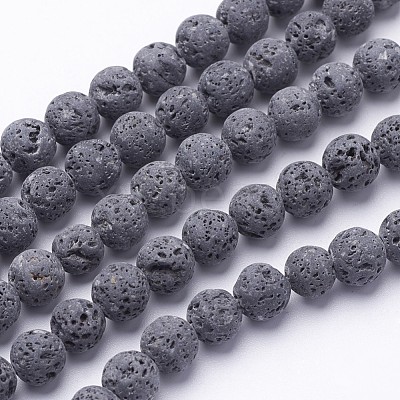 Unwaxed Natural Lava Rock Bead Strands X-G-F309-10mm-1