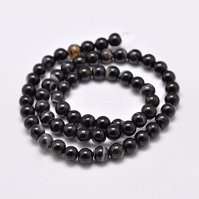 Natural Black Agate Bead Strands G-G962-12mm-12-A-1