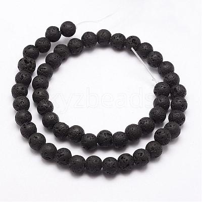 Natural Lava Rock Bead Strands G-A163-03-8mm-1