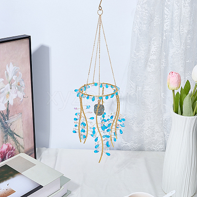 1Bag Iron & Glass Hanging Ornaments HJEW-SP0001-65B-1