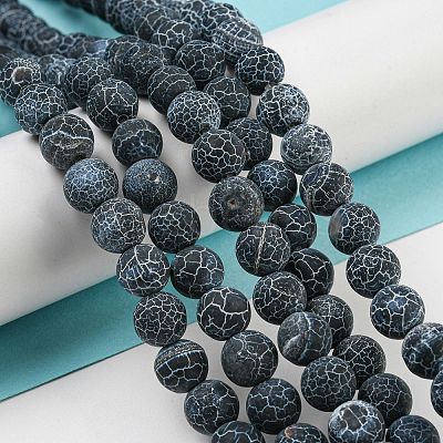 Natural Weathered Agate/Crackle Agate Beads Strands X-G-SR8MM-63-1