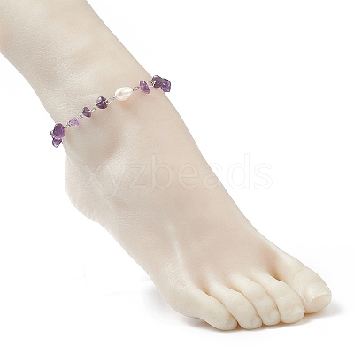 Natural Gemstone Beaded Anklets AJEW-AN00515-1