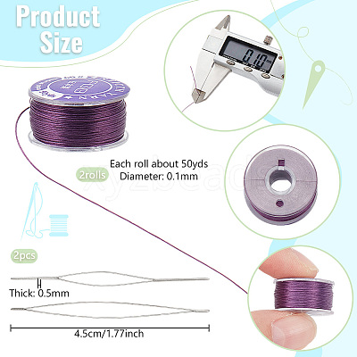 2 Rolls Special Coated Polyester Beading Threads OCOR-NB0002-06F-1