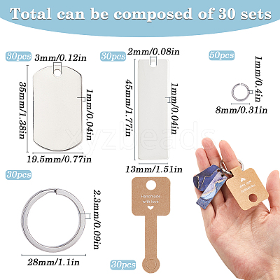 DIY Rectangle Blank 201 Stainless Steel Keychain Making Kits DIY-SP0002-27B-1