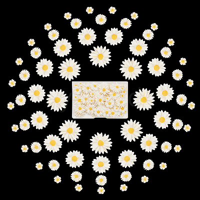 100Pcs 4 Styles Flatback Hair & Costume Accessories Ornaments Resin Flower Daisy Cabochons CRES-NB0001-37B-1