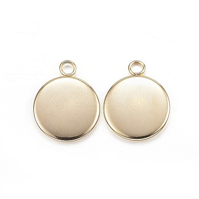 Ion Plating(IP) 304 Stainless Steel Pendant Cabochon Settings LS-STAS-G127-13-10mm-G-1