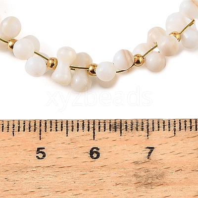 304 Stainless Steel & Imitation Pearl Woven Round Beaded Necklaces for Women SA-CBAAFEE-02G-1