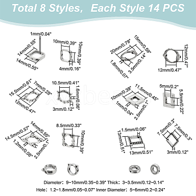 112Pcs 8 Style Tibetan Style Alloy Bead Frame FIND-PH0008-50-1