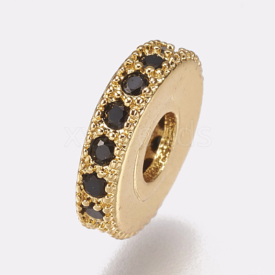 Brass Micro Pave Cubic Zirconia Bead Spacers ZIRC-K074-11A-02G-1