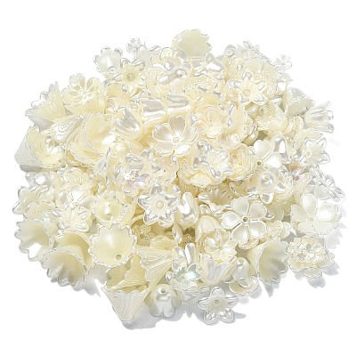 300Pcs ABS Plastic Imitation Pearl Flower Bead Caps KY-CJ0001-59-1
