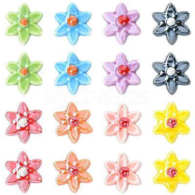 24Pcs 8 Colors Handmade Porcelain Beads PORC-FS0001-47-1