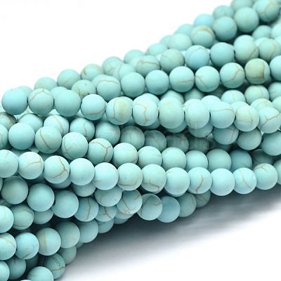 Synthetic Howlite Bead Strands G-P286-16-6mm-1-1