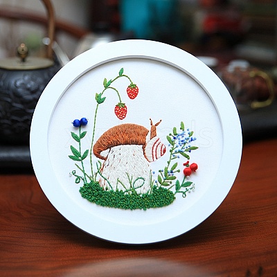 DIY Mushroom Pattern Embroidery Starter Kits DIY-L068-01E-1