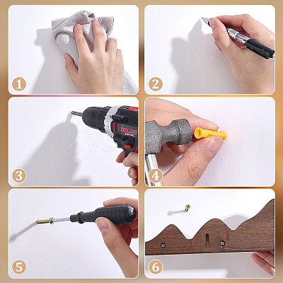 Wood Wall Clothes Hook Rack AJEW-WH0077-167-1