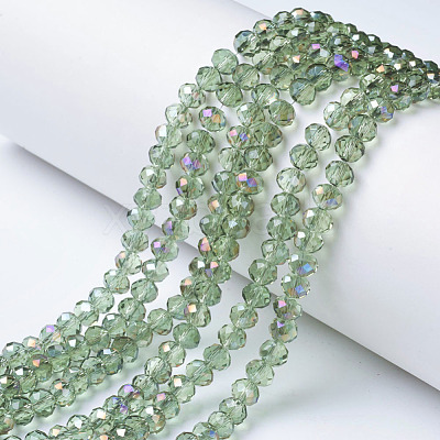 Electroplate Transparent Glass Beads Strands EGLA-A034-T6mm-F18-1