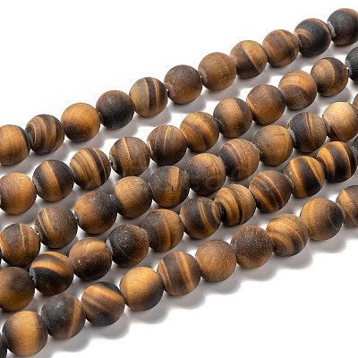 Natural Frosted Tiger Eye Round Bead Strands LS-G-M064-10mm-02-1