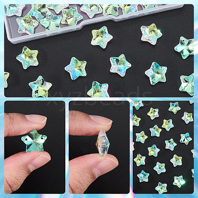 80Pcs Transparent Faceted Glass Connector Charms GLAA-SP0001-88F-02-1