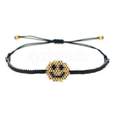 Adjustable Smiling Face Miyuki Glass Sead Bead Braided Beaded Bracelets IS6535-1-1