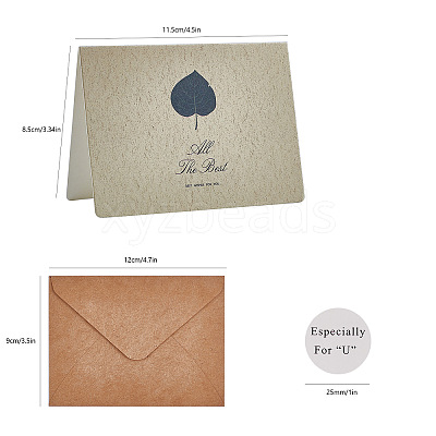 Leaf Pattern Kraft Envelopes and Greeting Cards Set DIY-CP0001-78-1