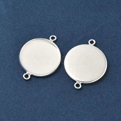 Flat Round Brass Connector Cabochon Settings X-KK-K414-13B-S-1