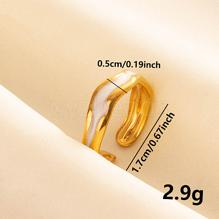 Stylish 304 Stainless Steel Enamel Cuff Ring UV8723-4-1