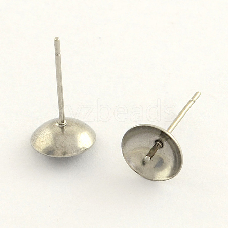 304 Stainless Steel Post Stud Earring Findings STAS-R063-43-1