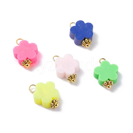 Handmade Polymer Clay Flower Pendants PALLOY-JF01125-1