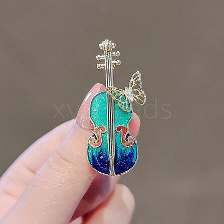 Musical Instrument Alloy Brooch JEWB-PW0003-08-1