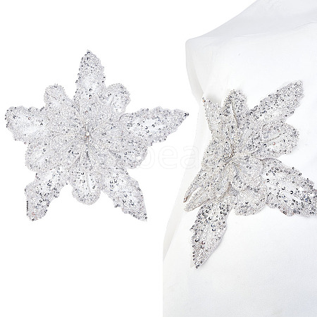 3D Flower Polyester Sequin Brooches for Backpack Clothes JEWB-WH0030-63A-1