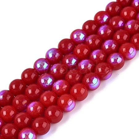 Electroplate Opaque Glass Beads Strands LS-EGLA-Q132-6MM-01C-06-1
