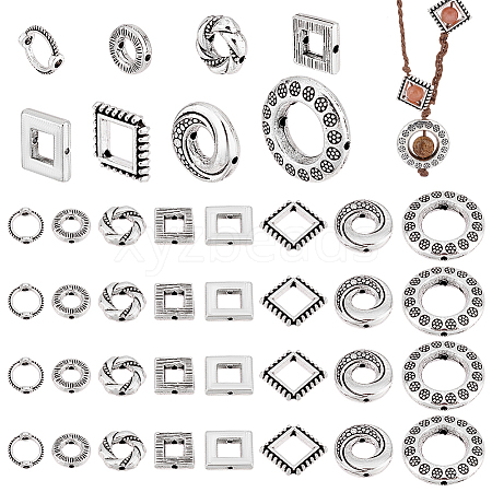 112Pcs 8 Styles Tibetan Style Alloy Beads Frame Sets TIBEB-PH0005-18-1