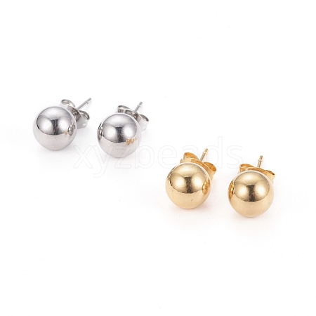 304 Stainless Steel Ball Stud Earrings EJEW-I236-02-1