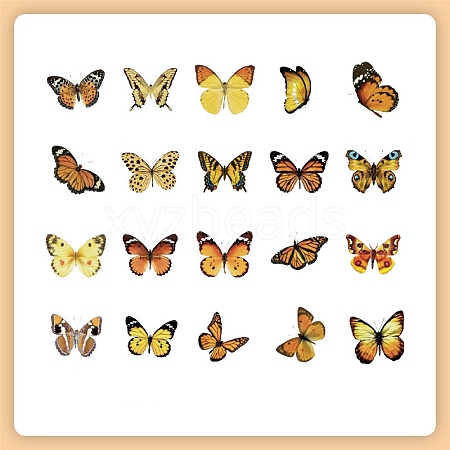 40Pcs 20 Styles Waterproof PET Butterfly Sticker Labels PW-WG83746-14-1