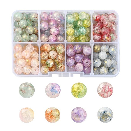 176Pcs 8 Colors Baking Painted Crackle Glass Bead DGLA-YW0001-14-1