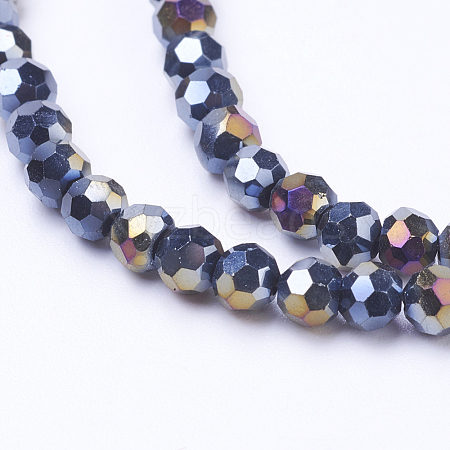 Faceted(32 Facets) Round AB Color Electroplate Glass Beads Strands X-EGLA-J042-4mm-AB01-1