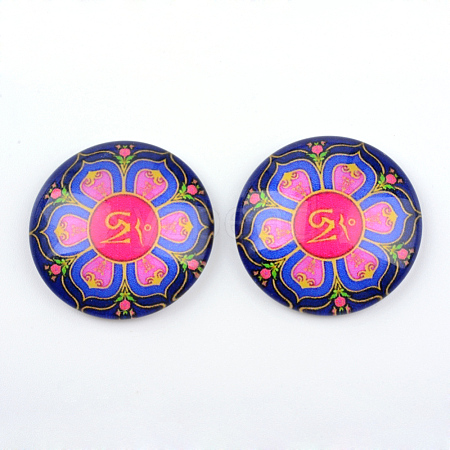 Yoga Theme Glass Cabochons X-GGLA-L011-25mm-07-1