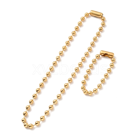 PVD Vacuum Plating 304 Stainless Steel Ball Chain Necklace & Bracelet Set STAS-D181-01G-01C-1